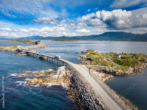 Aerial view of the Atlantic Road in Norway