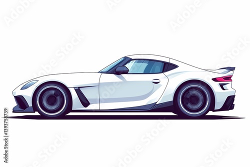 Modern Sporty Race Car Illustration: Sleek High-Performance Design in Digital Art