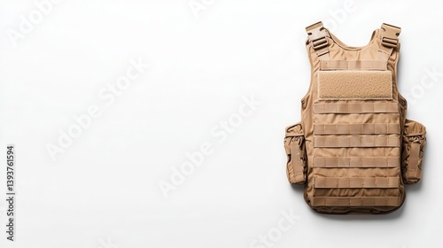 Heavily armored combat vest with bulletproof plating, reinforced straps, and a tactical military aesthetic, displayed on white