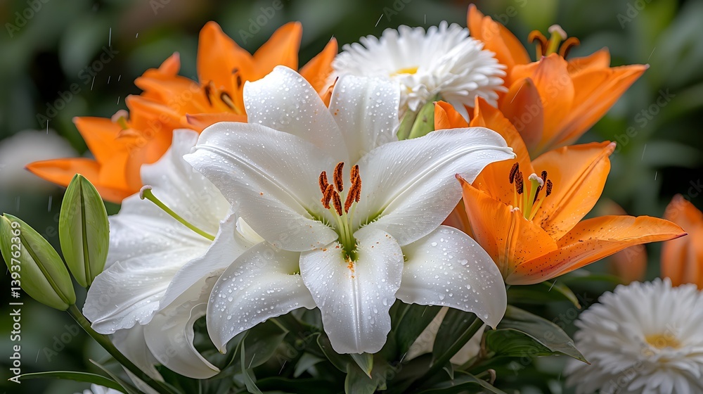 Fototapeta premium Spring flora action vibrant flower garden nature close-up view lush environment