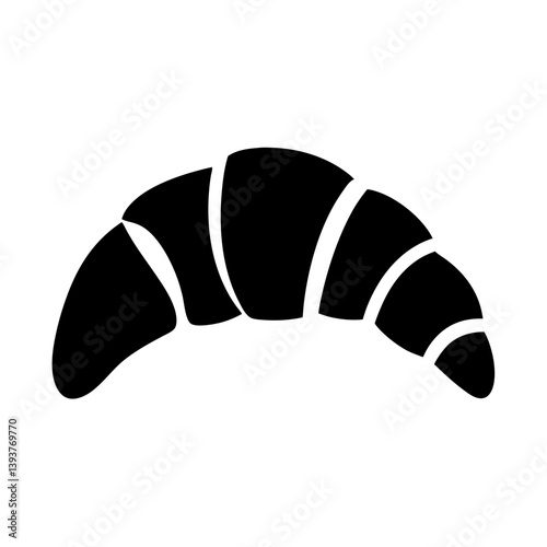 A Simple Black Silhouette Icon of a Delicious Buttery Croissant