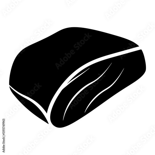 Black and White Graphic Illustration of a Single Piece of Salmon Fillet