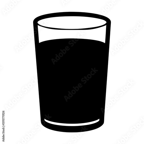A Simple Black and White Illustration of a Glass of Water or Beverage