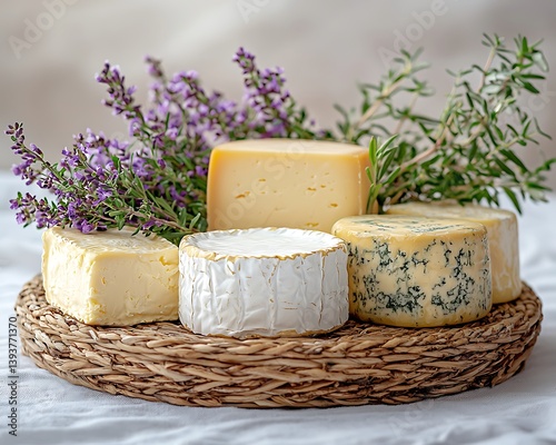 Gourmet cheese selection with herbs