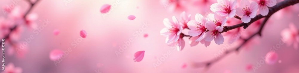 Soft pink sakura petals drifting gently in a serene cherry blossom scene, pink, floral Soft pink sakura petals drifting gently in a serene cherry blossom scene, pink, floral
