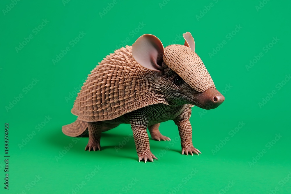 Obraz premium Armadillo on Green Background.