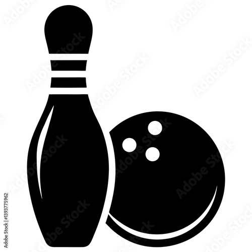 silhouette bowling ball and pins icon
