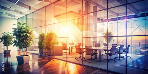 Wallpaper Mural Modern Office Productivity: Double Exposure Motivational Workspace Design Torontodigital.ca