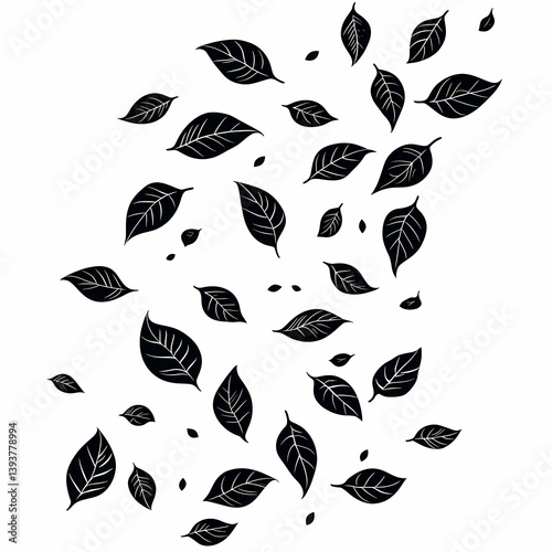 Black Leaf Pattern: Monochrome Autumn Silhouettes and Botanical Illustrations