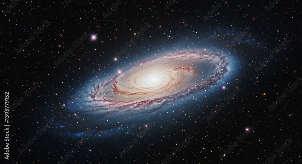 Fototapeta premium Stunning Spiral Galaxy in Space against a Dark Sky Filled with Stars