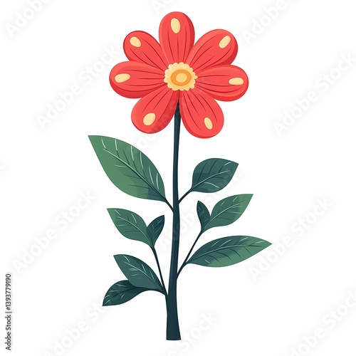 Vibrant Red Blooming Floral Illustration for Creative and Nature-Inspired Graphic Design