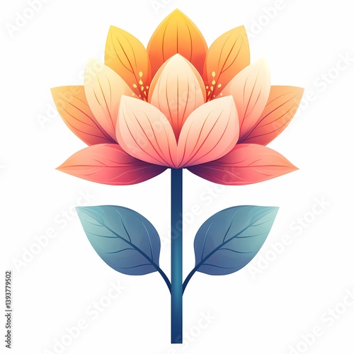 Colorful Lotus Flower Illustration: Botanical Art with Vibrant Petals and Nature-Inspired Design