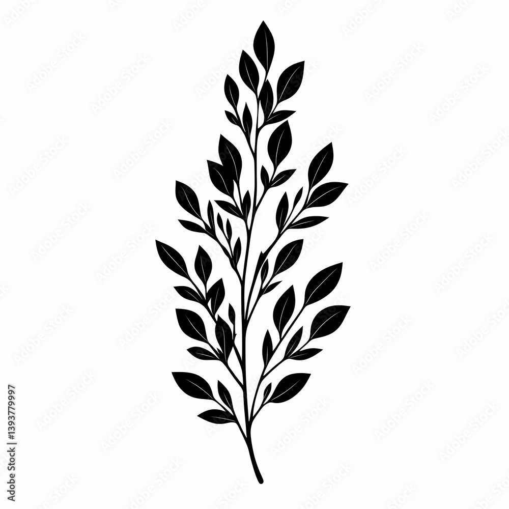 Fototapeta premium Vector Botanical Foliage Design with Leaf Silhouette: Tropical Minimalist Illustration for Eco-Friendly Art Background
