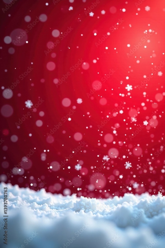 Snowflakes gently fall on a red gradient background amidst falling snow, creating a serene winter scene, snowflake, holiday season Snowflakes gently fall on a red gradient background amidst falling snow, creating a serene winter scene, snowflake, holiday season