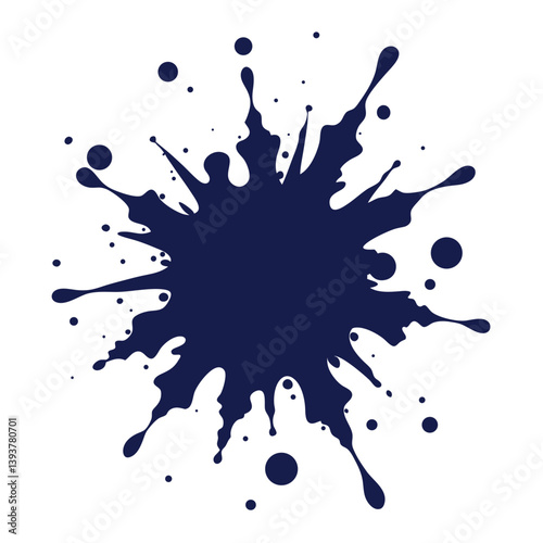 Vector illustration of a blue ink blot splash with grunge texture