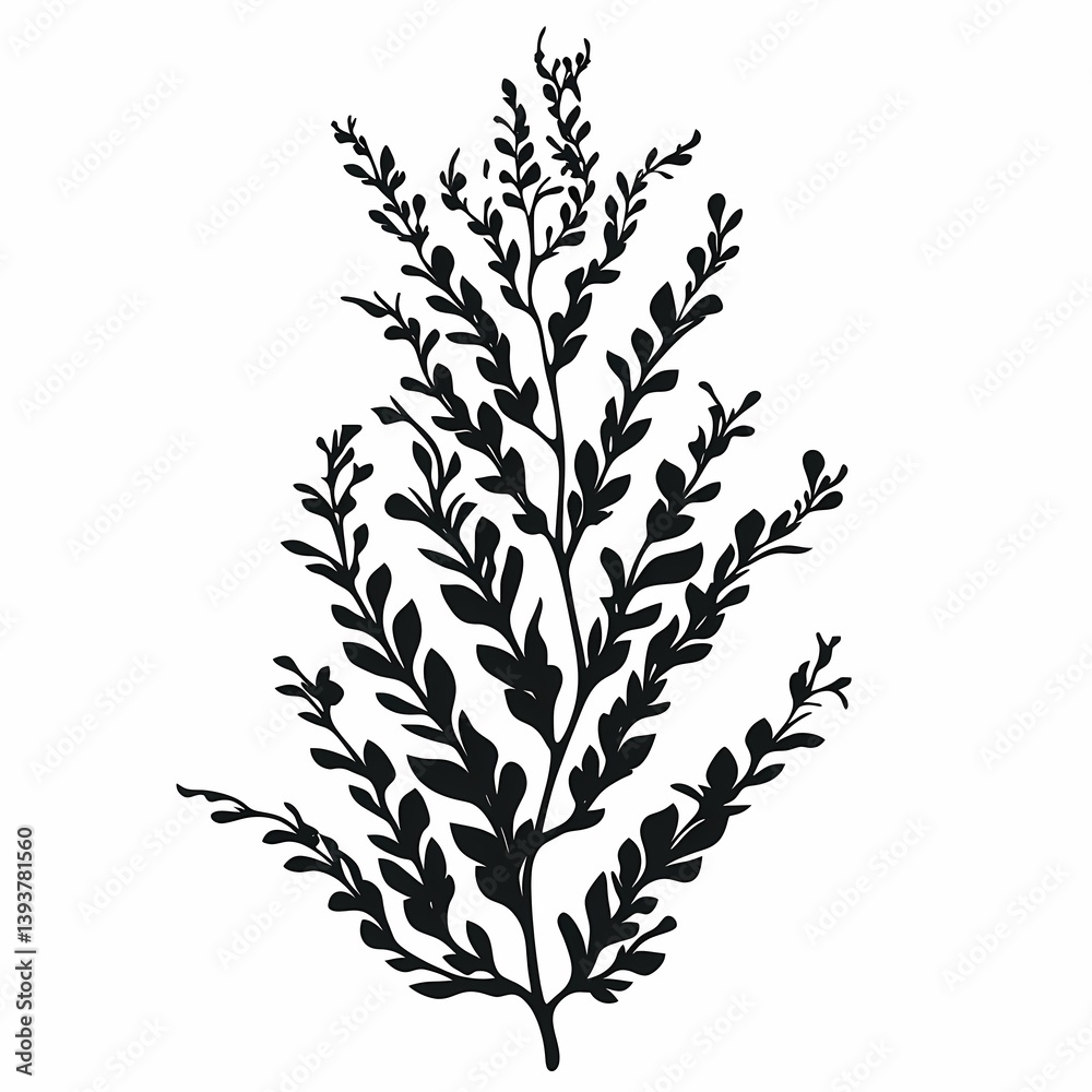 Fototapeta premium Minimalist Botanical Illustration with Black Leaf Silhouettes for Stylish Home Decor