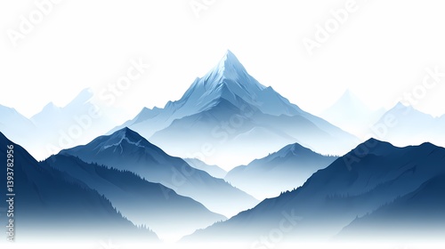 Breathtaking Mountain Peaks: Explore the Mystical Winter Landscape with Expansive Cloudy Blue Skies