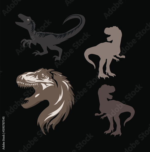 dinosaur head illustration in cartoon style