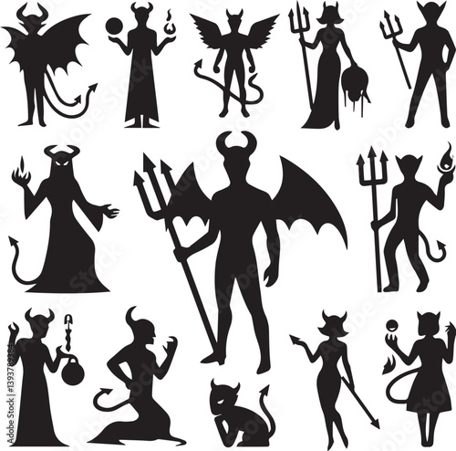 black vector silhouette of devil