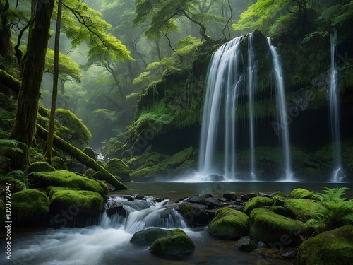 Discover Shiraito Falls—Japan’s Breathtaking Curtain Waterfall Framed by Lush Forest and Fuji’s Majesty, Revered for Its Graceful Flow and Timeless Connection to Nature’s Spirit photo
