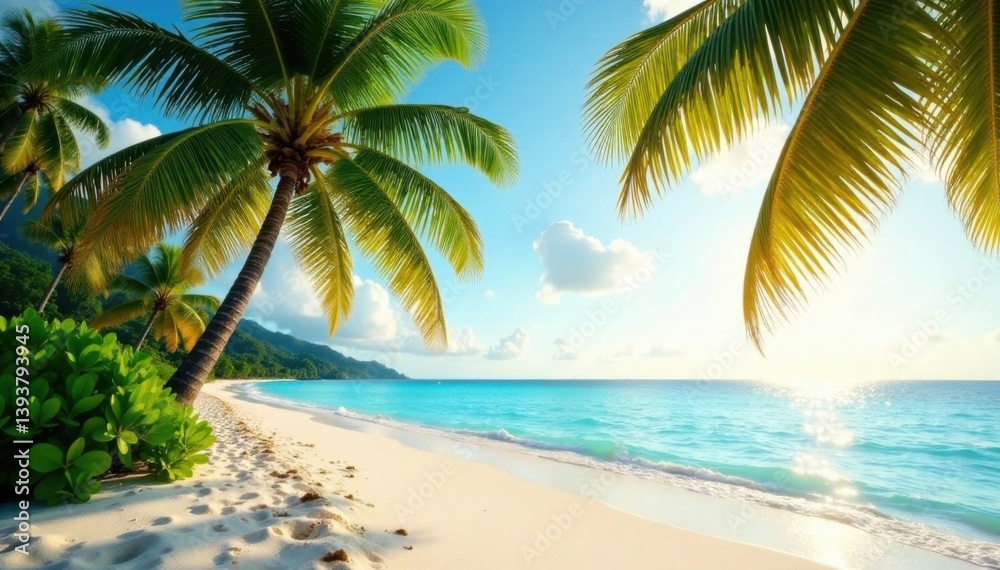 Palm trees swaying gently in warm ocean breeze, distressed texture, beach palm trees, palm fronds Palm trees swaying gently in warm ocean breeze, distressed texture, beach palm trees, palm fronds