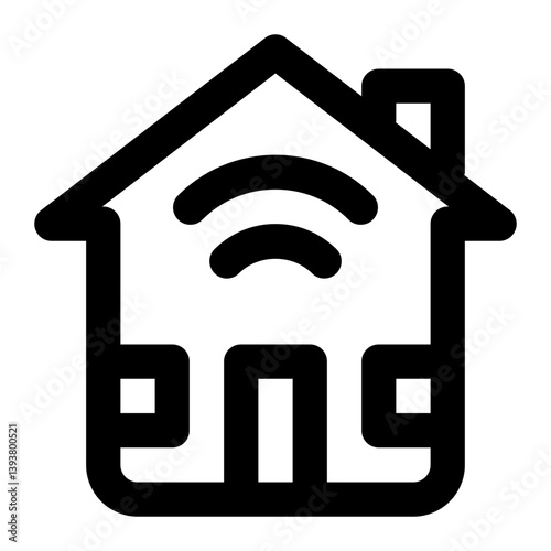 icon smart house with style outline