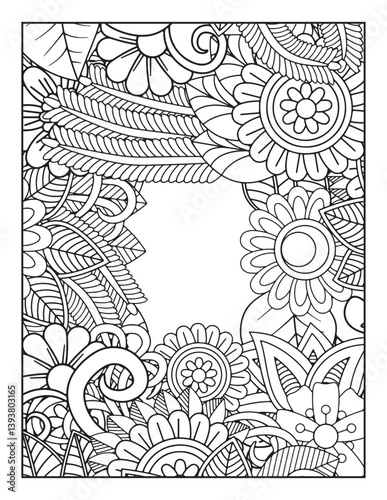 borders adult coloring pages. floral frame for your text