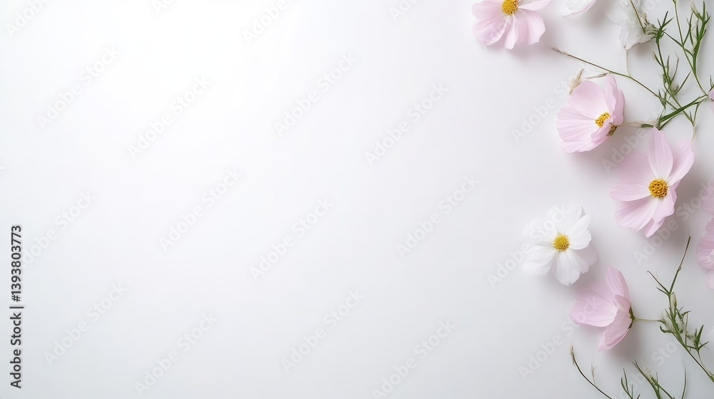 Fototapeta premium Delicate Pink and White Cosmos Border