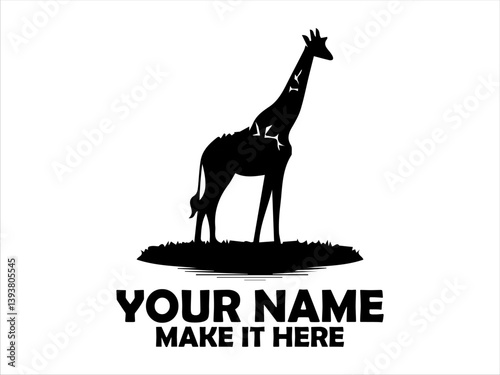 majestic giraffes standing tall with their distinctive spotted coats illustration, giraffe standing simple vector style, giraffes logo design