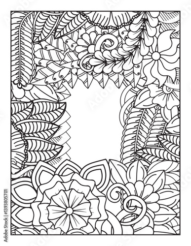 borders adult coloring pages. frame with flowers and butterflies