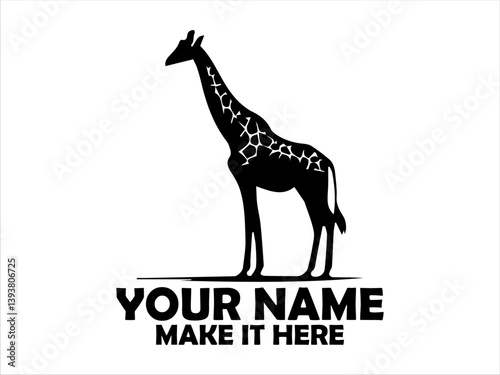 majestic giraffes standing tall with their distinctive spotted coats illustration, giraffe standing simple vector style, giraffes logo design