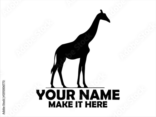 majestic giraffes standing tall with their distinctive spotted coats illustration, giraffe standing simple vector style, giraffes logo design