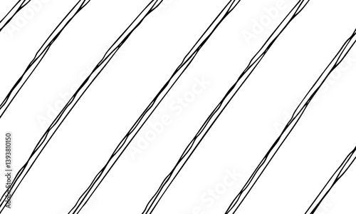 不均一なストライプの手描き線画背景 複数の線が重なったモノクロのベクターイラスト