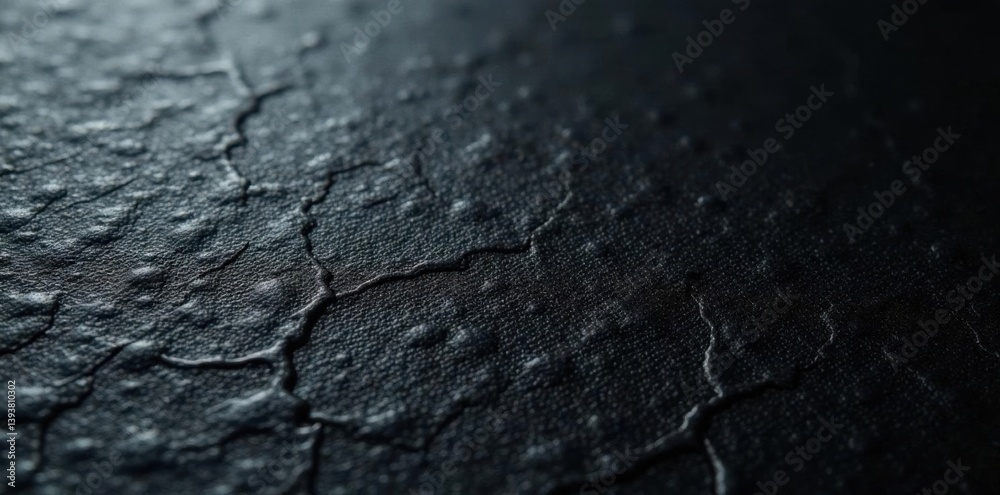 Intricate grain pattern on black leather surface reflects light with sleek finish , material, black Intricate grain pattern on black leather surface reflects light with sleek finish , material, black