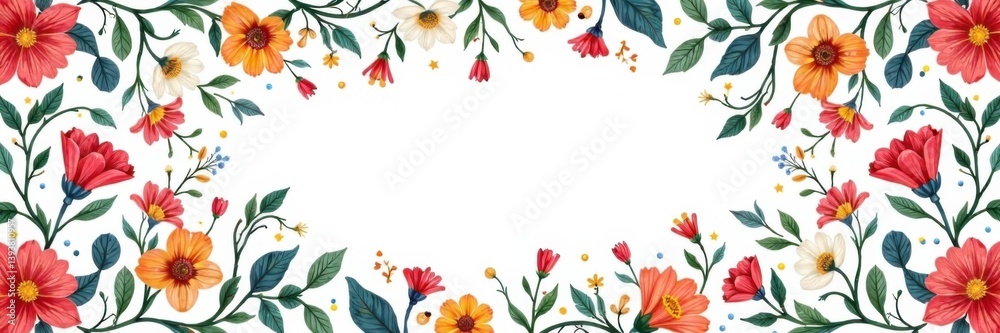 Intricate floral patterns on white background, cultural symbols, beauty design Intricate floral patterns on white background, cultural symbols, beauty design