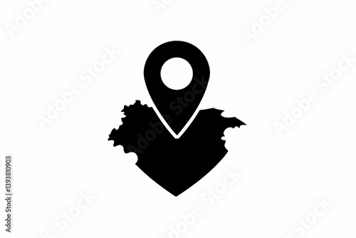 a map with location pin design silhouette vector illustration