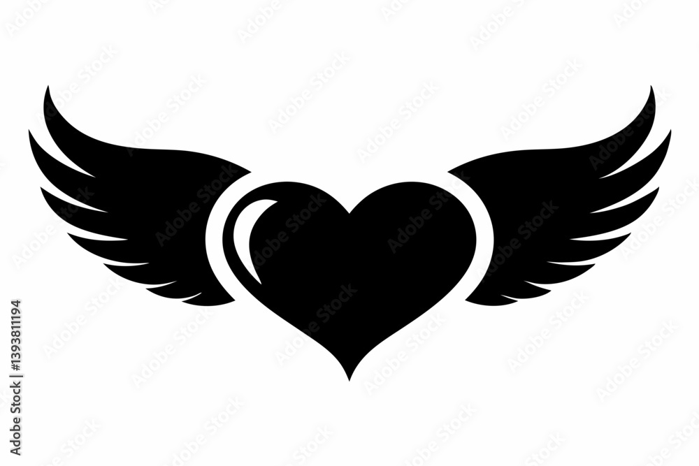 Obraz premium a heart with wings design silhouette vector illustration