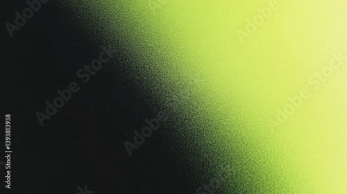 Bright lime green and black modern abstract background with a sharp diagonal separation and a heavy noise texture, creating a bold, high-contrast design.