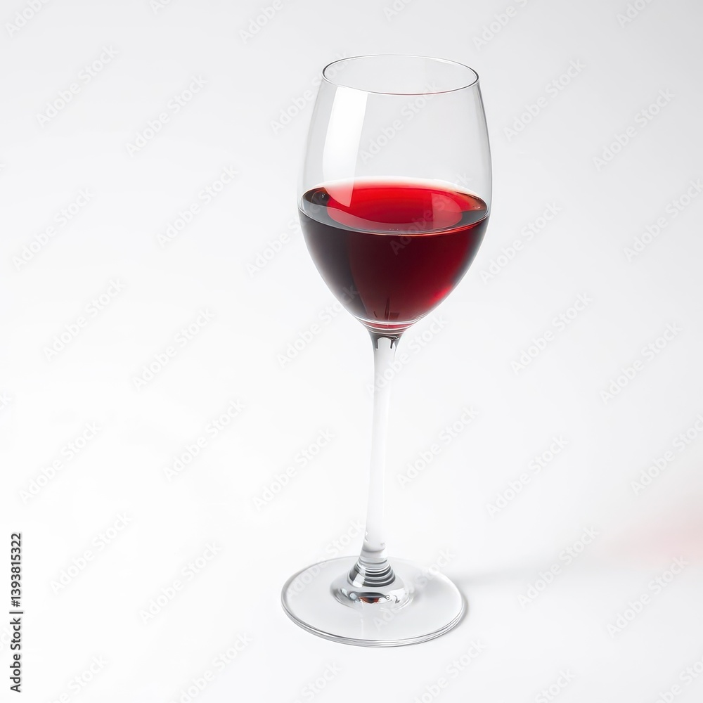 A single glass of ruby red wine on pristine white, showcasing its rich color and clarity, texture, glass of wine A single glass of ruby red wine on pristine white, showcasing its rich color and clarity, texture, glass of wine