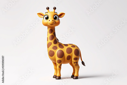Stylized Giraffe Character with Big Eyes on Clean White Surface