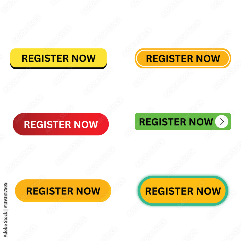 Various Register Now Buttons for Website or Application Interface Design Various Register Now Buttons for Website or Application Interface Design