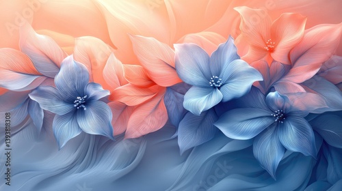 Elegant flowers bloom with intricate petals in soft hues