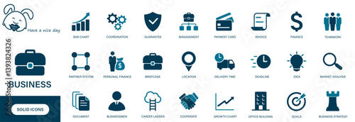 Obraz na płótnie Business icon. Containing finance, management, document, teamwork and business strategy icons. Solid vector icons. w salonie