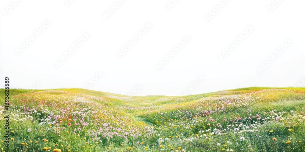 Fototapeta premium Hilly spring fields landscape colorful scenery.