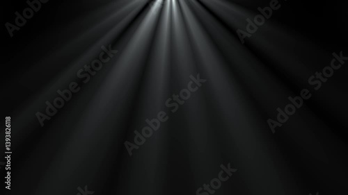 White god rays shining from above. Seamless looping animation of bright heavenly light over black background.