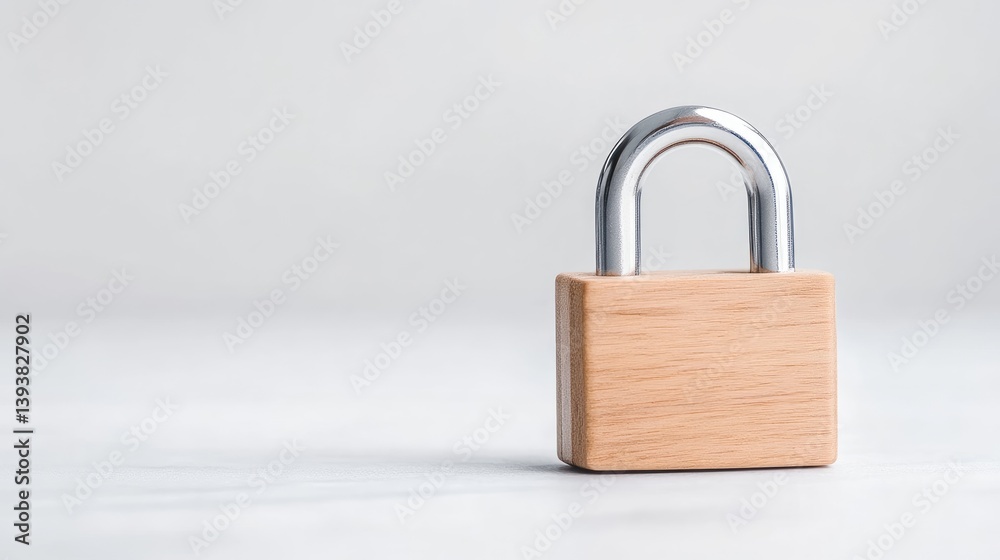 Wooden Padlock Minimalist Design High-resolution Studio Lighting Center shot, Light grain texture, Security concept, White background, Neutral warm tones, Ideal for website banners Wooden Padlock Minimalist Design High-resolution Studio Lighting Center shot, Light grain texture, Security concept, White background, Neutral warm tones, Ideal for website banners