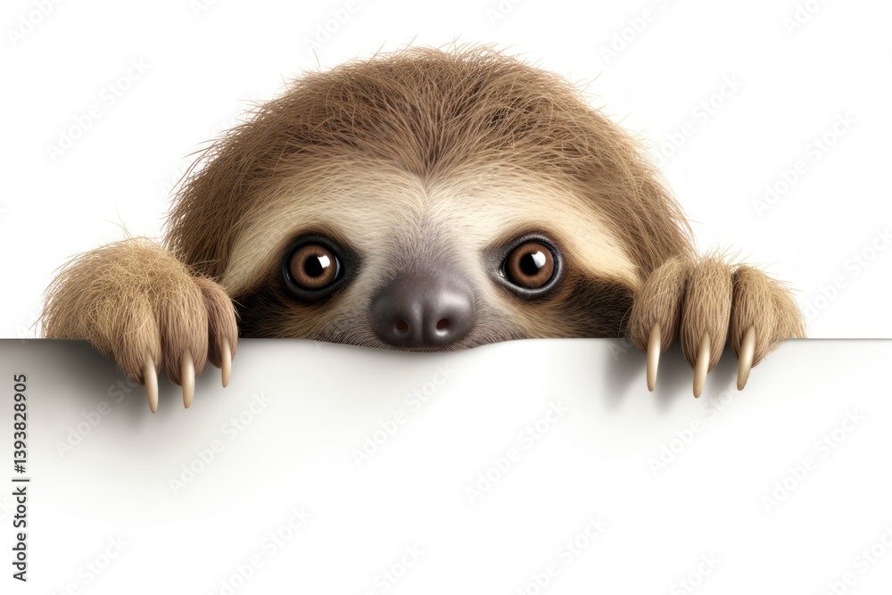 Fototapeta premium Animal sloth wildlife peeking.