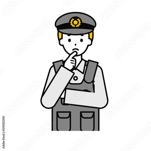 上半身のポーズ_シンプルな警察官の男性13