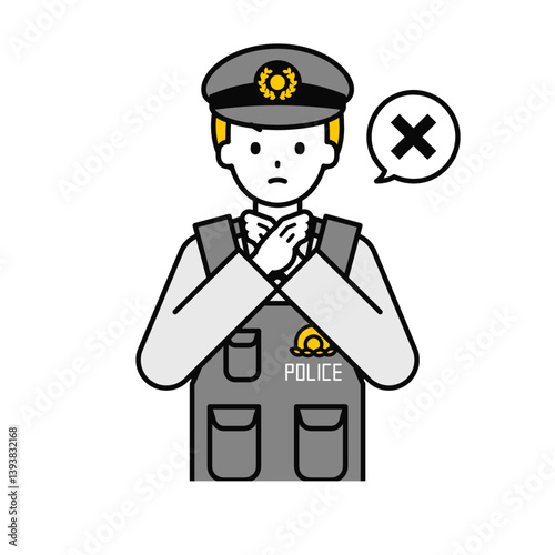 上半身のポーズ_シンプルな警察官の男性14