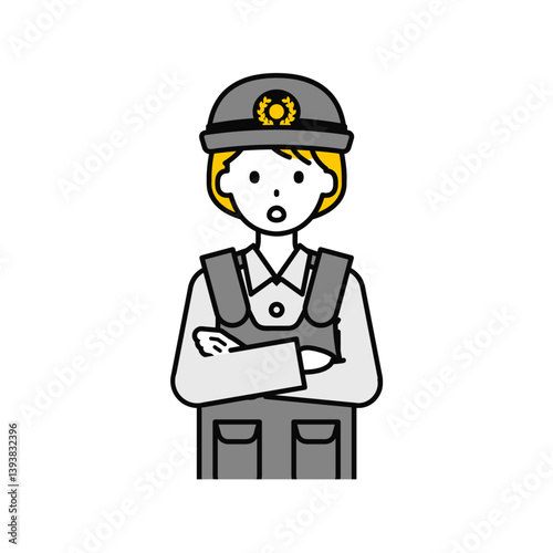 上半身のポーズ_シンプルな警察官の女性11